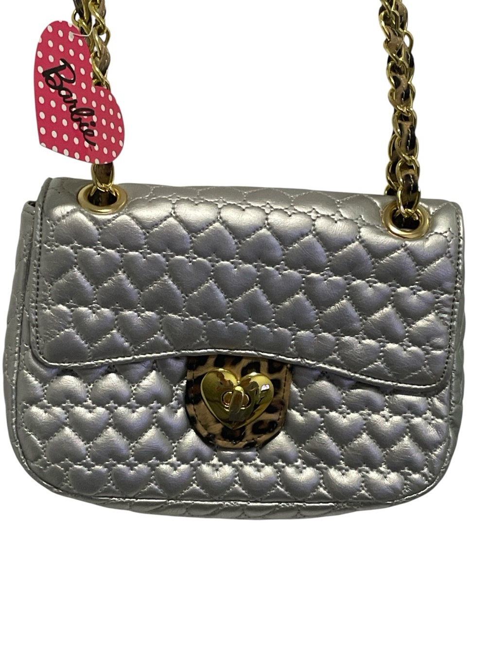 Barbie Bag Purse Mattel Silver Quilted Leopard Handbag NWT